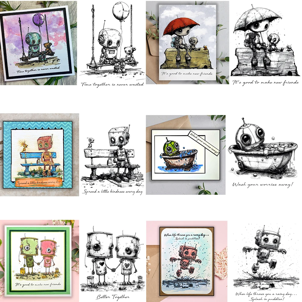 Time Together Robot Series Clear Stamp Wash Your Worries Away Little Kindness Stamp For DIY Scrapbooking Paper Craft Card Making