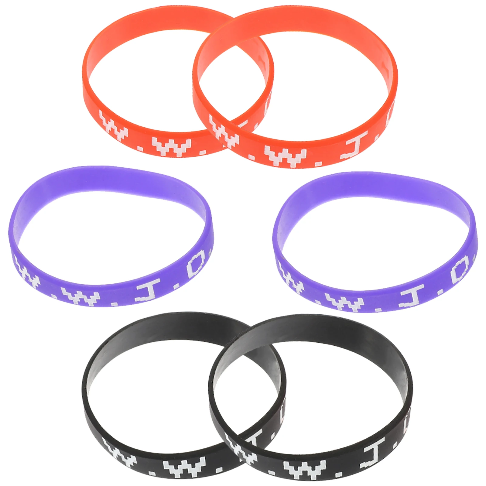 

6pcs Silicone Wristbands Elastic Stretch Black Purple Red Cuff Bangle Daily Use Elastic Wristband Fitness Stylish