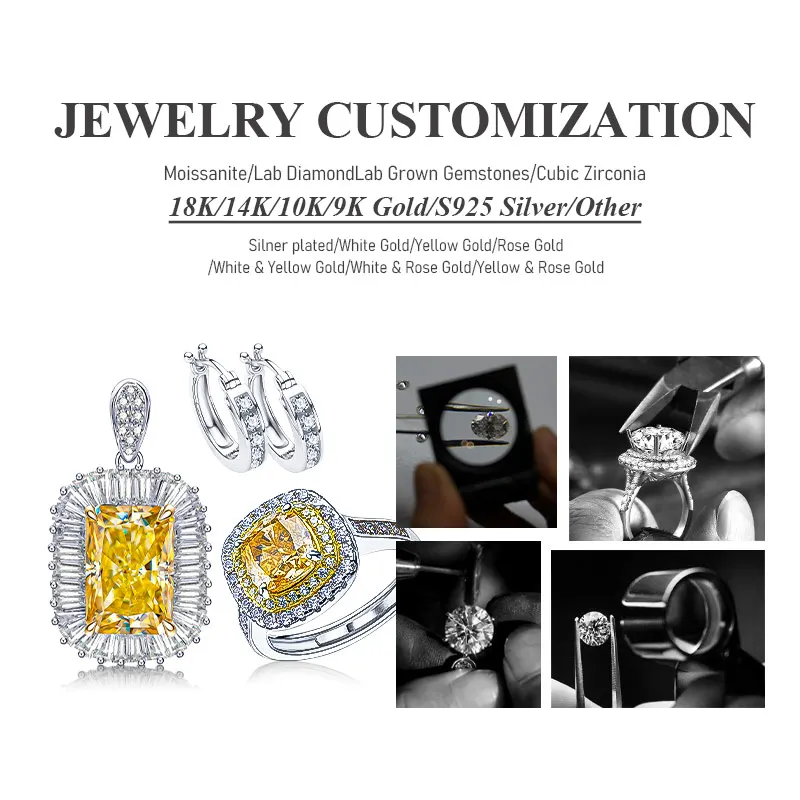 Custom Jewelry Fashion Style Moissanite Lab Diamond CZ S925 9K 10K 14K 18K Customize Jewelry Different Materials GRA Jewel Gift view 2