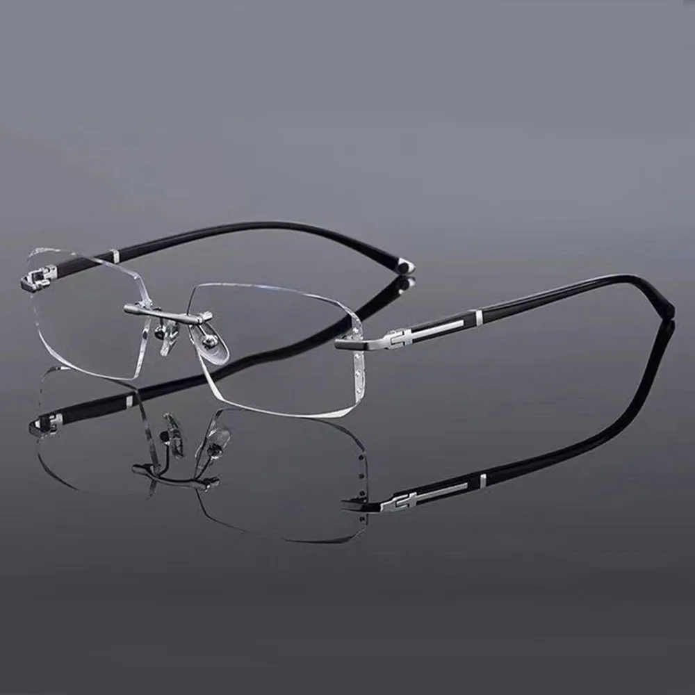 

Blue Ray Blocking Anti-Blue Light Reading Glasses Eye Protection Vintage Hyperopia Glasses Rimless Cut Edge Luxury