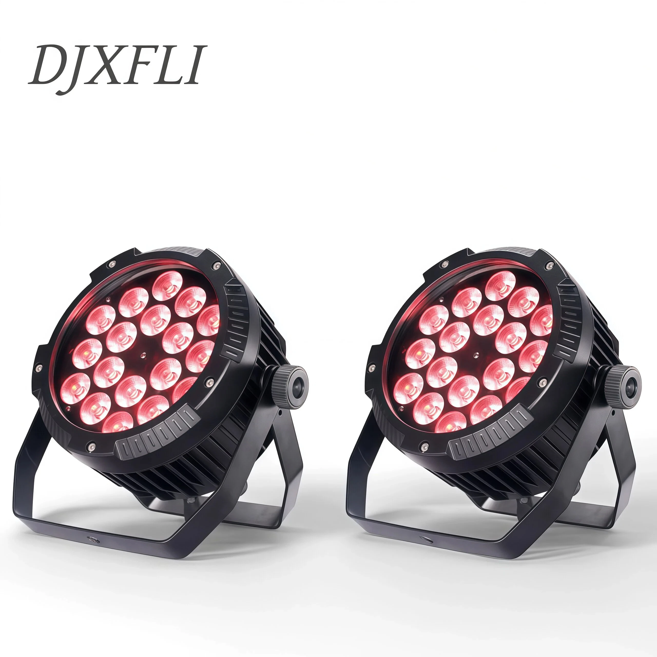 2PCS IP65 18X18W LED Par Light RGBWA+UV 6-in-1 DMX512 Control Aluminum Body for Stage Disco DJ Club Party Entertainment