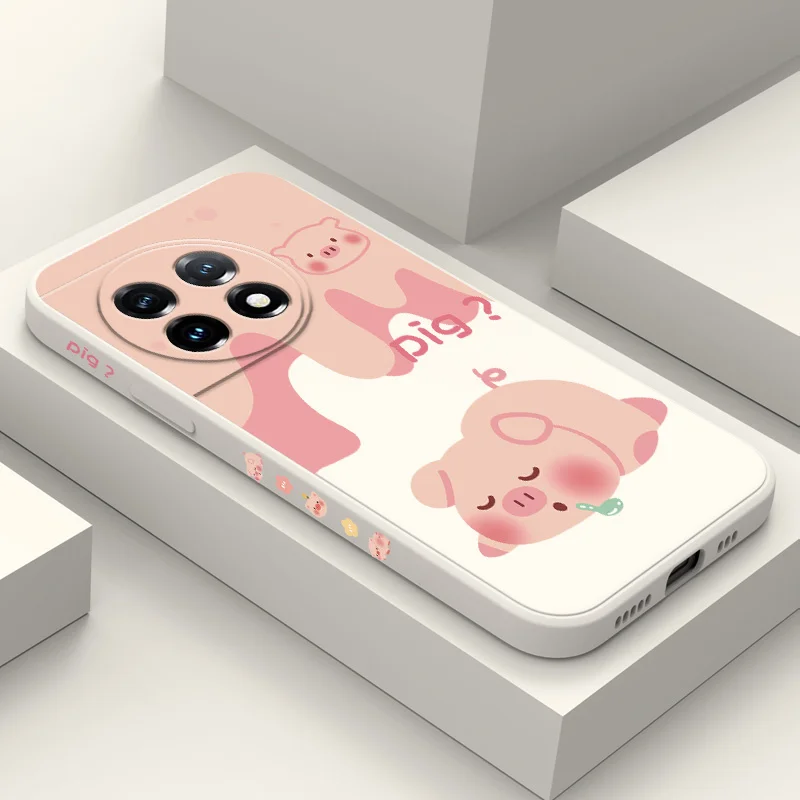 

A Drooling Pig Phone Case For Oneplus 11 11R 10 10R 10T 9R 9RT 9 8T 8 7 7T Pro 5G Liquid Silicone Cover