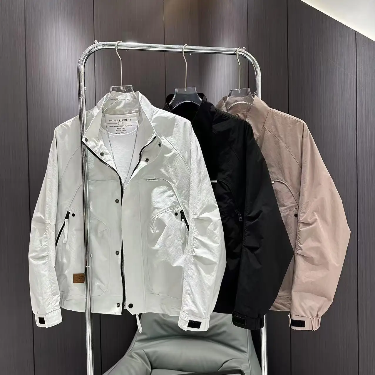 

Мужская рабочая одежда с воротником-стойкой на весну и осень, универсальное модное пальто, новинка 2025, китайский бренд ex ort Sve