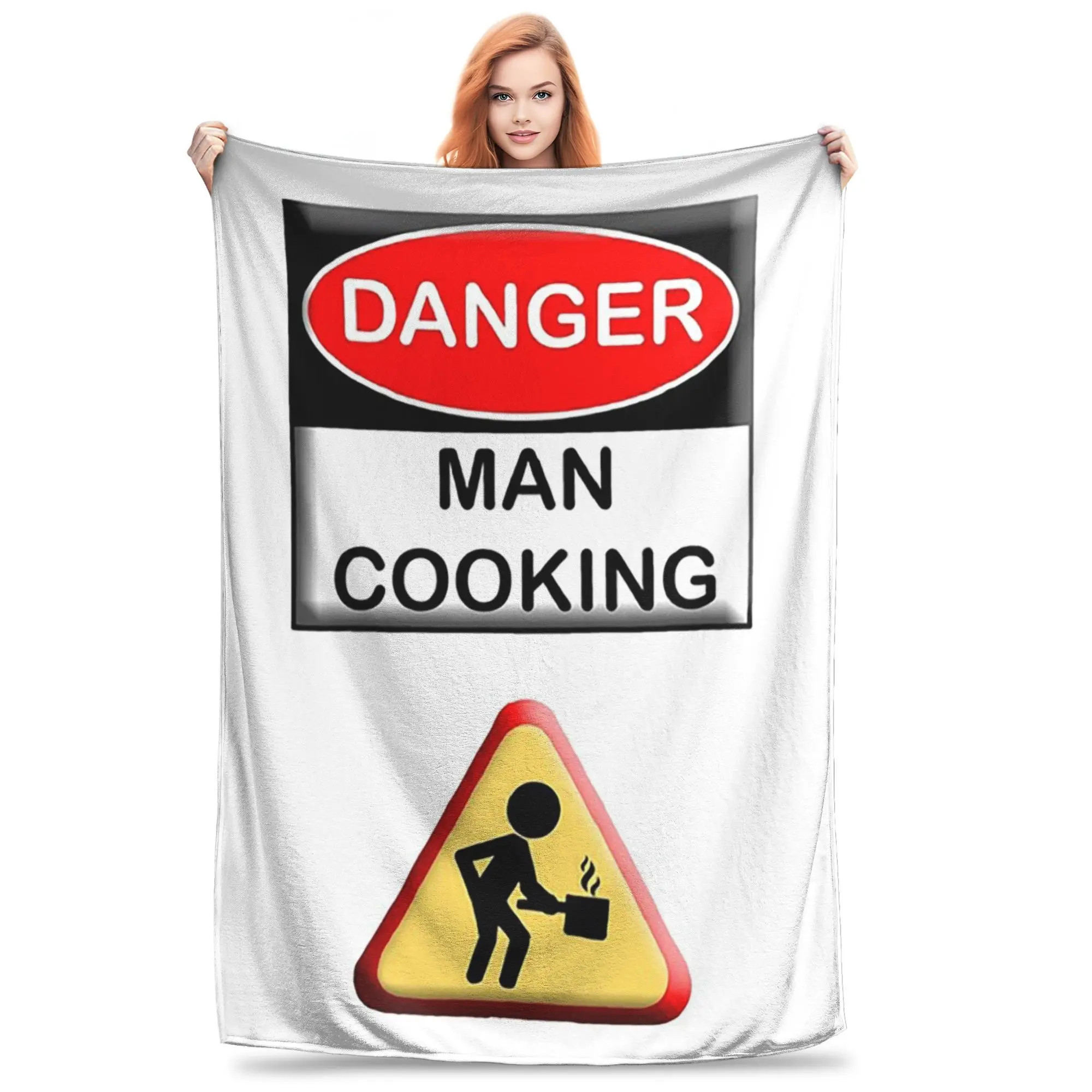 Danger Man Cooking Sign Blankets Soft Warm Flannel Throw Blanket Plush for Bed Living room Picnic Travel Home Couch