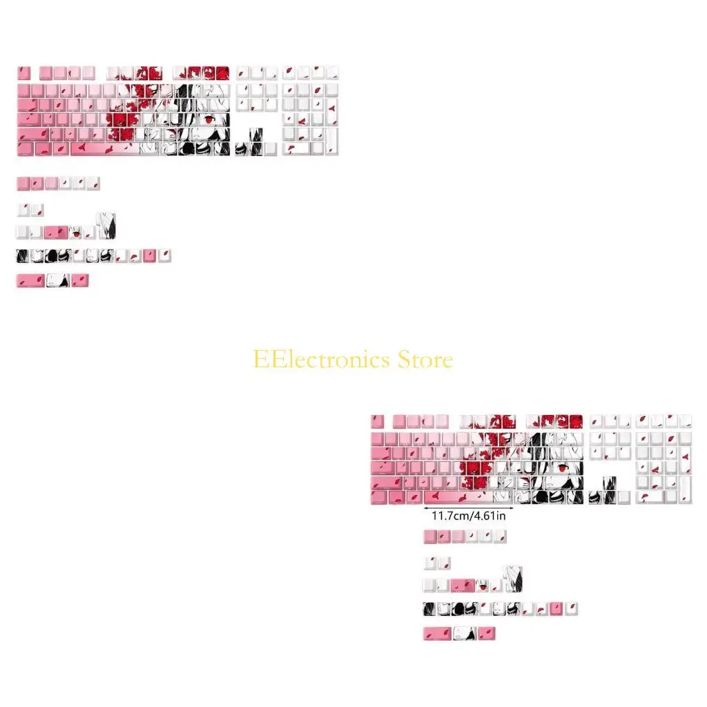 B03C Side Engraving Backlit Keycaps 136 Key Full Set, Cartoon Girl Keycap For Mechancial Keyboard Enhances Night Typing