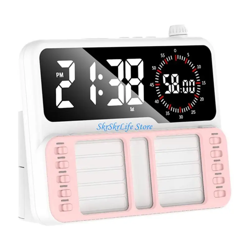 E65E Large Display Timer Alarm Clock Design with Night Light and Desk Storage Areas