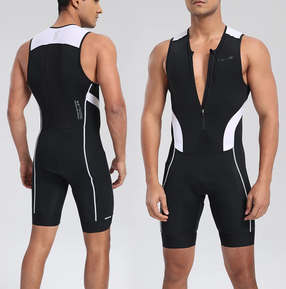 Santic Herren-Triathlon-Radanzüge, ärmellos, mit Schwamm gepolstert, schnell trocknend, zum Laufen, Schwimmen, Triathlon KM25C03028 – Detail 9