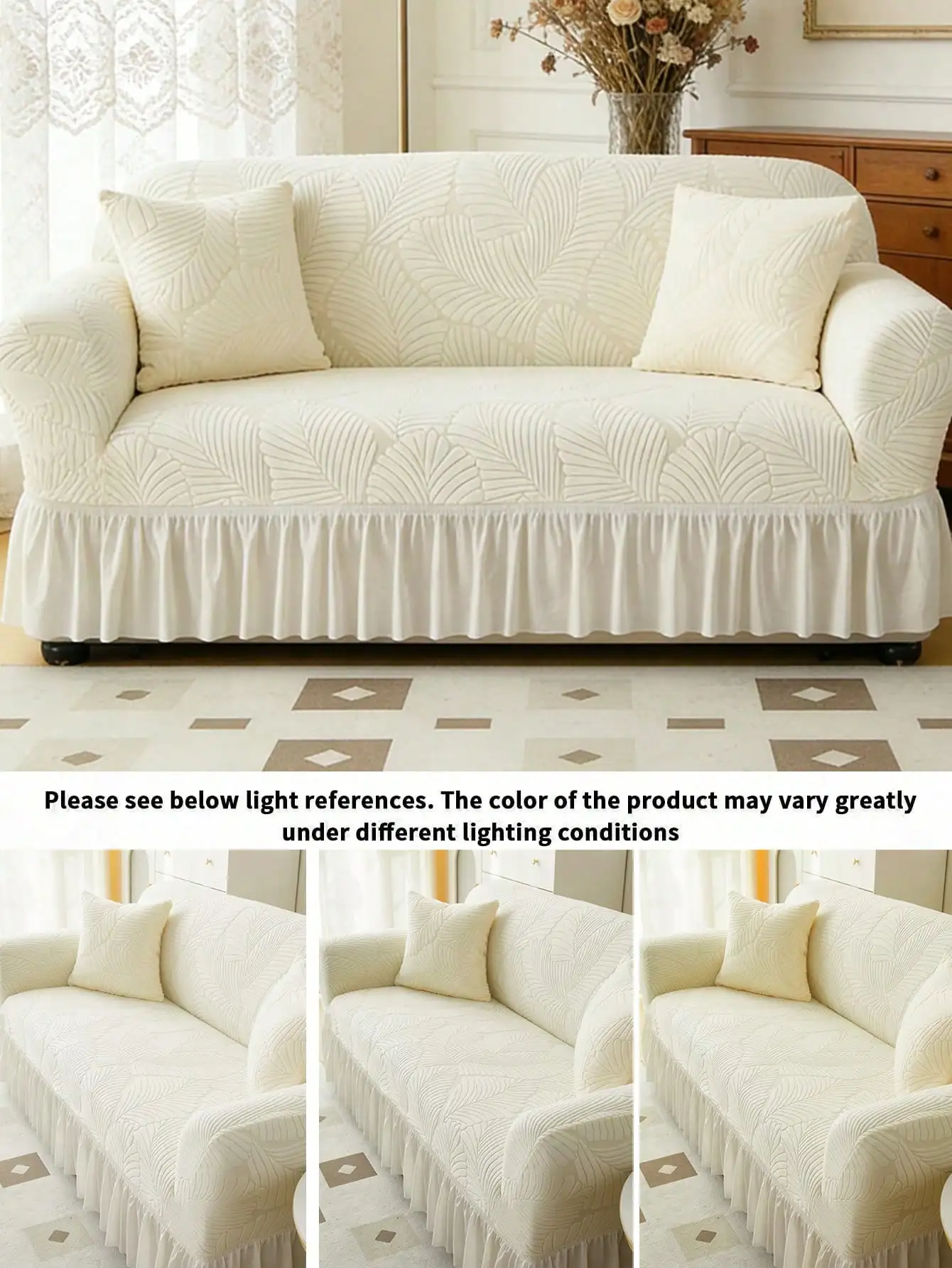 1pc Elastic Full Coverage Sofa Slipcover With Leaf Pattern, Stain-Resistant And Easy To Clean, Suitable For Loveseat, Living Room Sofa, Couch Covers For Sofa And Loveseat, Sofa Cover, Sofa Covers, Sofa Cover L Shape, Sofa Cover 3 Seater,