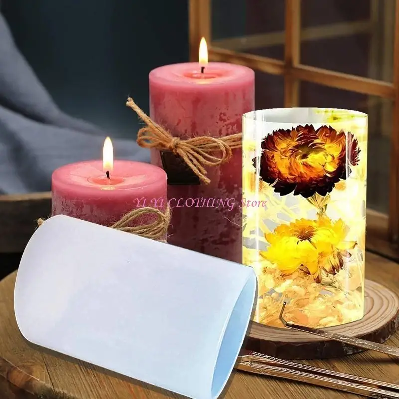 

N5KF Handmade Cylinder Pillar UV Crystal Epoxy Resin Mold Plaster Silicone Mould DIY Crafts Wax Soaps Home