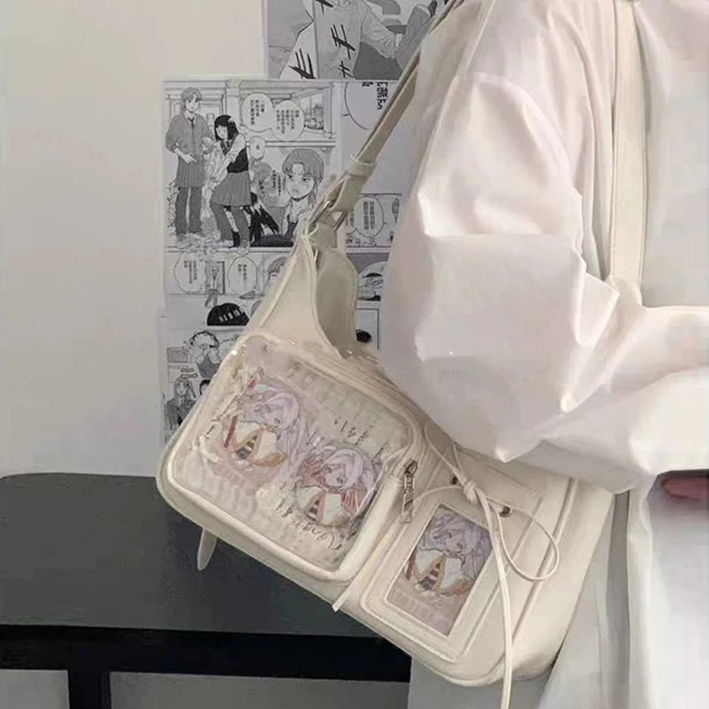 أطفال Y2k Harajuku حقيبة كتف المرأة الكورية شفافة Ita حقيبة مدرسة حقيبة كروسبودي أنيمي Preppy حقيبة يد محفظة اللعب #2
