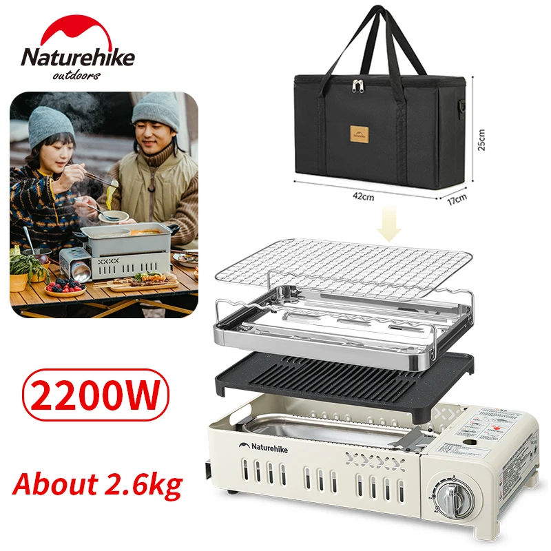 

Naturehike Multifunctional Cassette Stove 2200W Non-stick Frying Grill Portable Magnetic Camping Picnic Cookware Gas Furnace