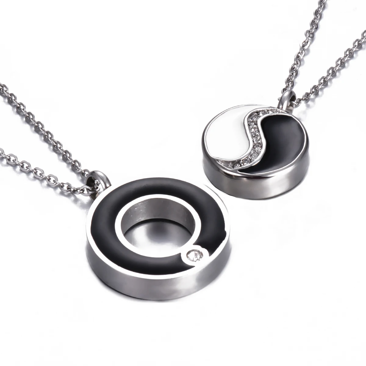 Urn Necklace for Ashes Stainless Steel Enamel Round Crystal Cremation Jewelry Memorial Necklace Urn for Human Ashe Dropshipping