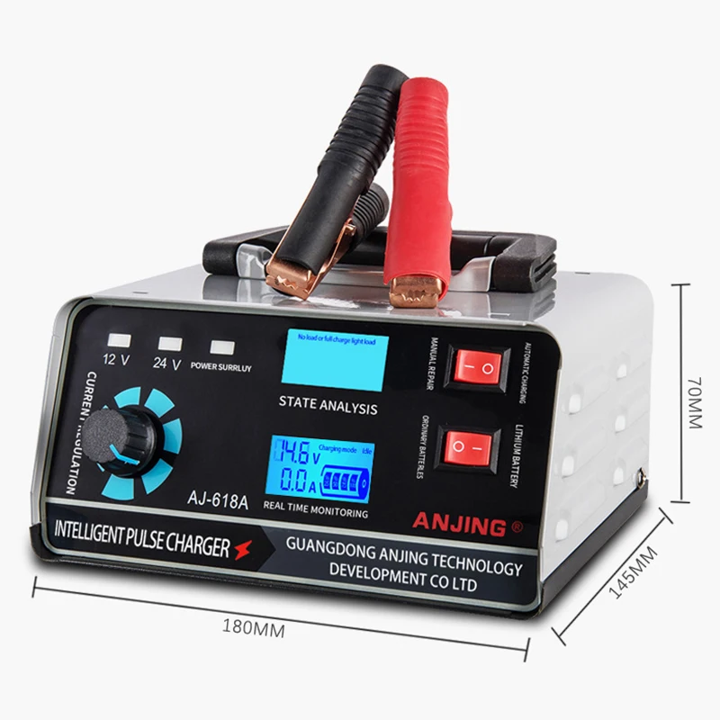 400W Car Battery Charger Intelligent Pulse Repair for 12V 24V Car Motorcycle SUV Truck High Power Charger Dual LED Display