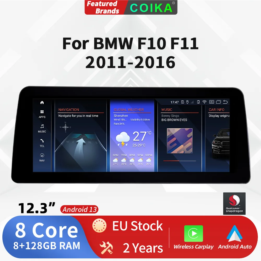 COIKA Car Intelligent Systems 1920*720 For BMW F10 F11 2011-2016 Auto Radio WIFI Plug and Play GPS 4G Touch Function All-In-One