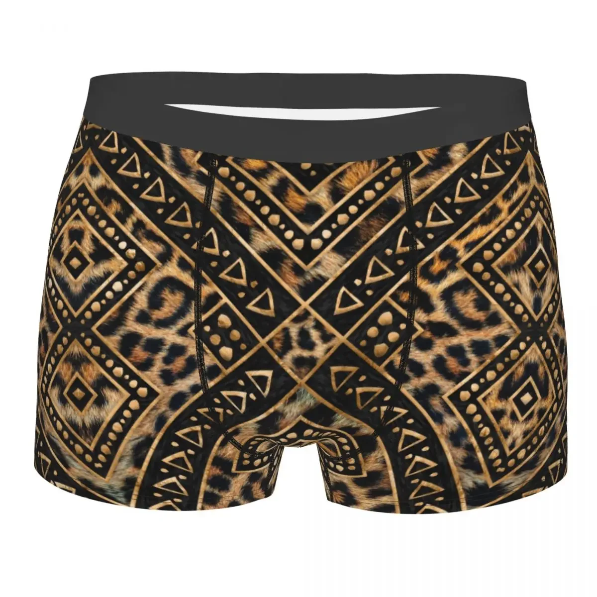 Leopard Fur Ethnic Tribal Geometric Underwear Male Sexy Print Boxer Shorts Panties Briefs Soft Underpants