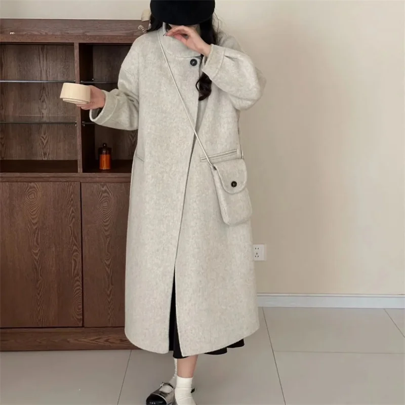 Loose Women's Woolen Coat Autumn Winter New Style Korean Version Gray Tweed Fashionable Ins Women's Outerwear