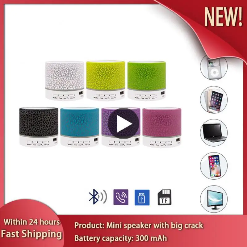 A9 Speaker Mini Wireless Loudspeaker Crack LED TF Card USB Subwoofer Portable MP3 Music Sound Column For PC Phone