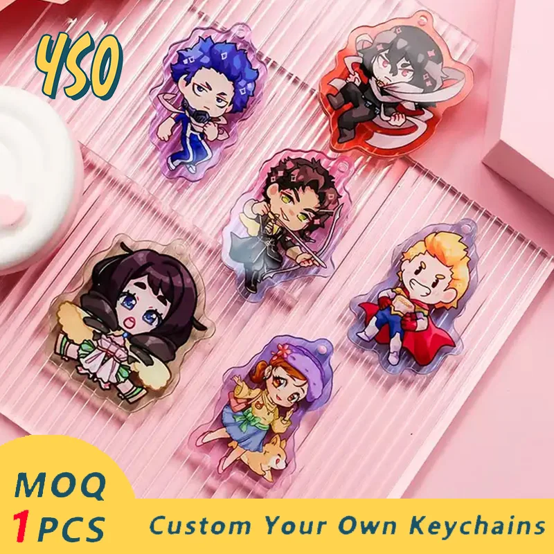 YSO Custom Acrylic Shaker Keychain Character Design Kpop Game Animation Cute Two-Sided CNC Diamond Cutting