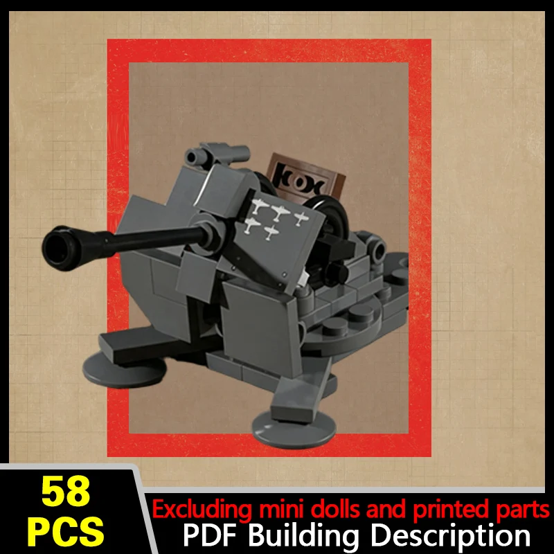 Flak 38 Automatic Cannon Model MOC Building Bricks War Equipment Modular Technology Gifts Holiday Assemble Children Toys Suit