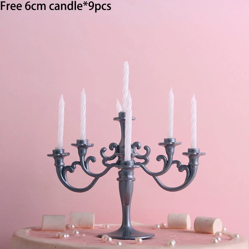 1pcs Creative Plastic Candle Holder Cupcake Birthday Cake Decoration Decoration Goods with Candle DIY Gift Wedding Party