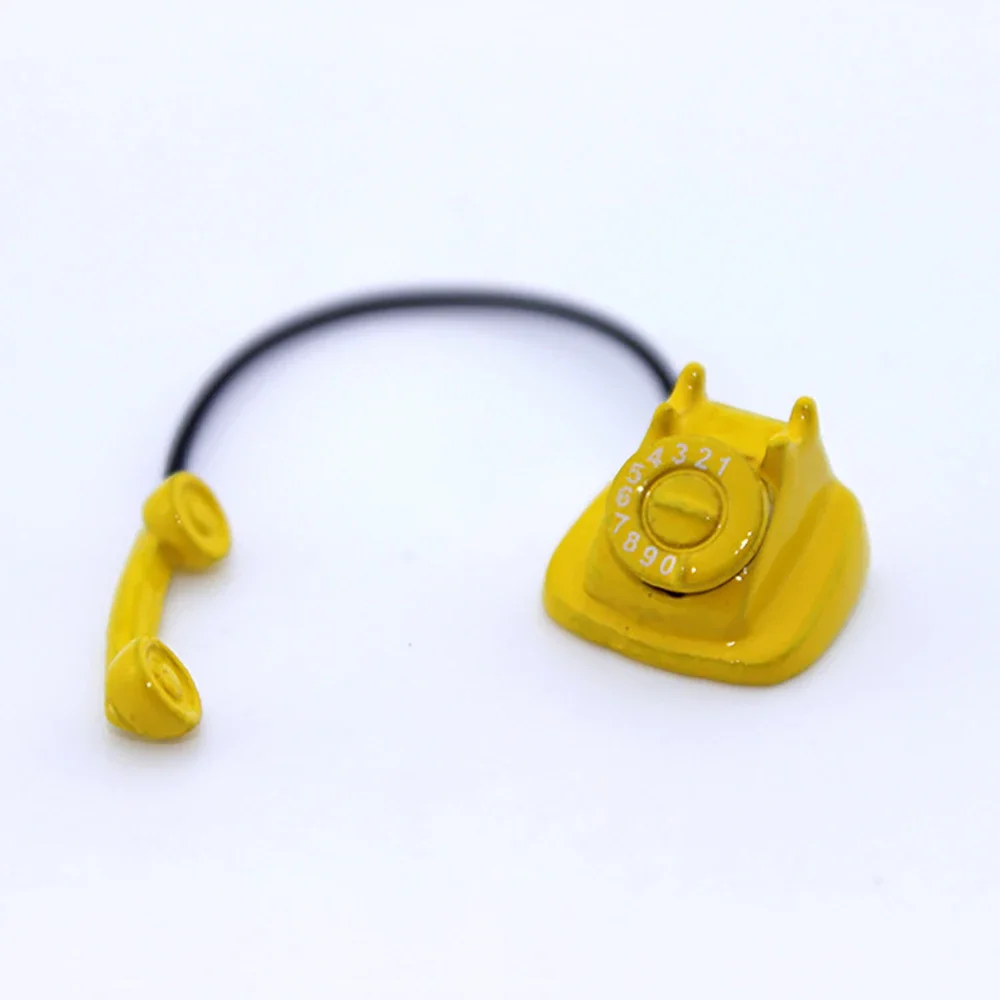 1/12 Poppenhuis Miniatuur Metalen Roterende Telefoon Mini Vaste Telefoon Model Speelgoed voor Poppenhuis Accessoires Decoratie ob11 bjd