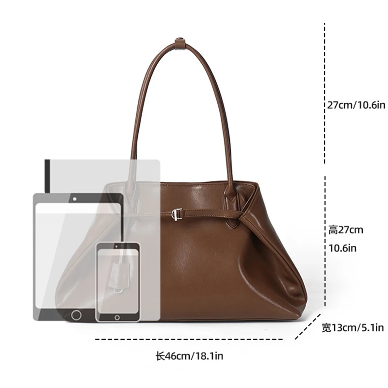 Commuter Large Three-dimensional One-shoulder Tote Bag Simple Casual Computer Cross-border Leather Tote Bag Large Bag