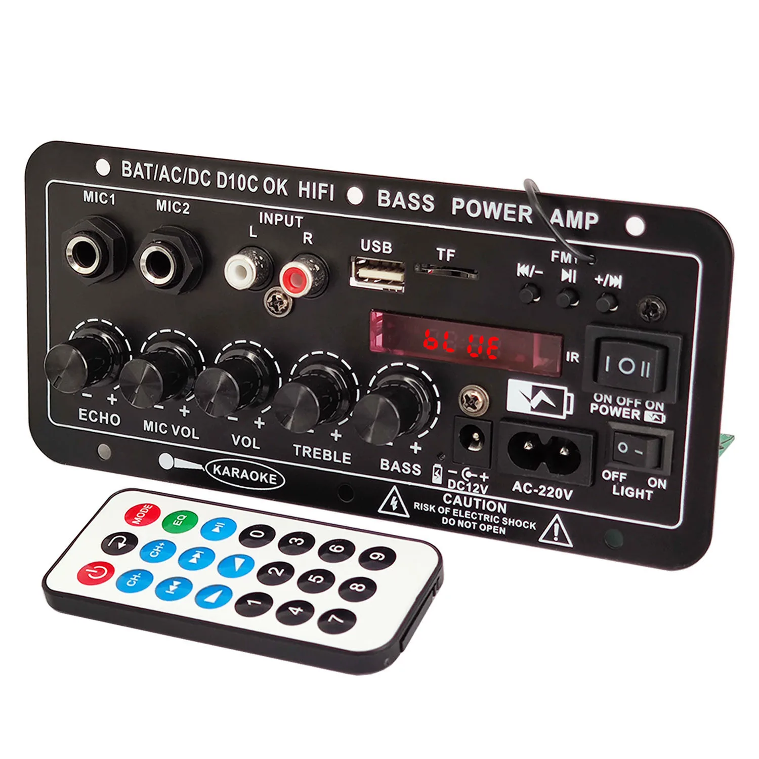 Creatall D10C for Bluetooth Karaoke Audio Board Professional Home Amplifier with Dual Mic & Subwoofer Metal Material