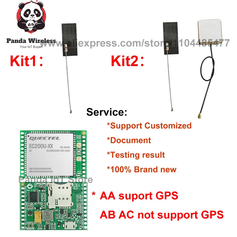 Quectel EC200U Series IoT/ M2M-optimized LTE Cat 1 Module EC200U-AU EC200U-EU Board GPS(optional) With External Antenna(option)