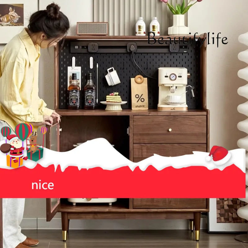 

sZNorth American black walnut dining side cabinet modern simple solid wood storage living room storage display high sense