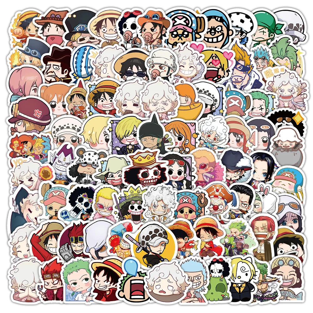 10/50/100pcs Cute Cartoon One Piece Stickers Luffy Chopper Graffiti Decals Toys DIY Notebook Skateboard Laptop Guitar Decoration