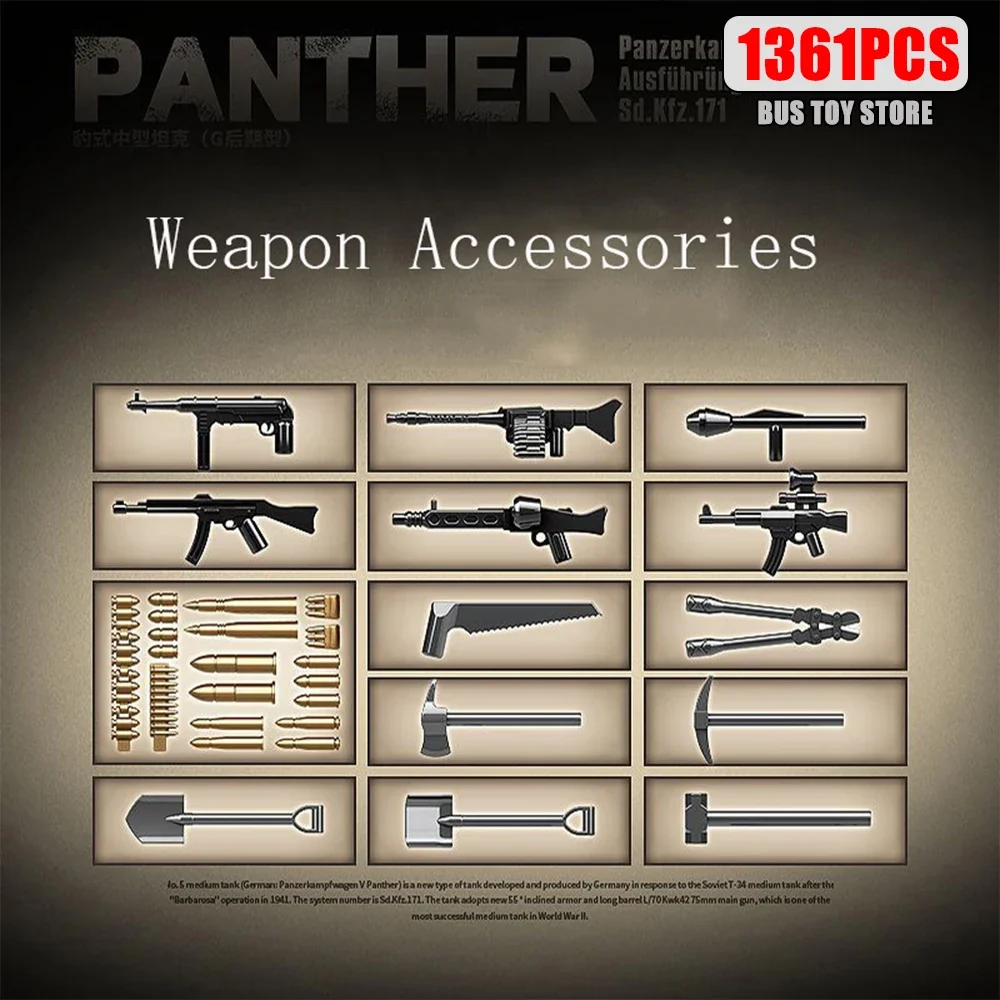 Tiger I Tank Berat WW2 Tank Militer Senjata Tentara Tentara Batu Bata Anak-anak Blok Bangunan KV-2 Panther Mainan Hadiah Anak-anak 100233