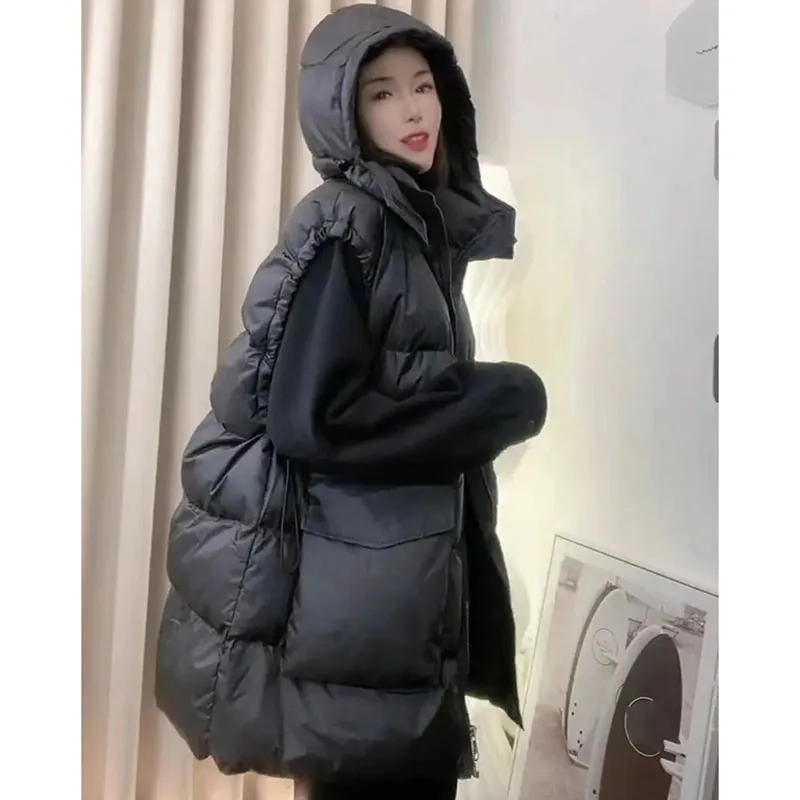 Rompi Wanita Model Puffer 2025 Musim Gugur Musim Dingin Kasual Berbahan Katun Tebal Model Korea Ukuran Besar 4XL Tanpa Lengan