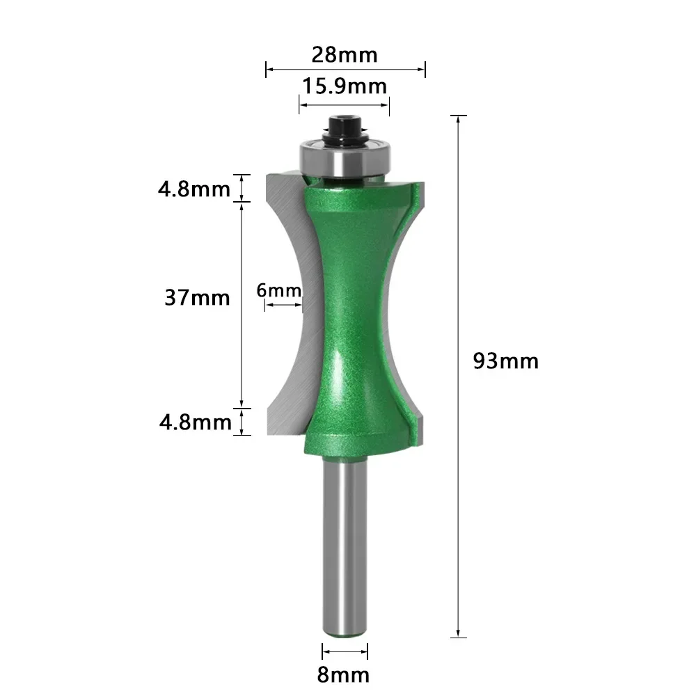 1PC 8MM Shank Milling Cutter Wood Carving Half Round Bit Convex Edging Bits for Wood End Mill Woodworking Tool Milling Cutter