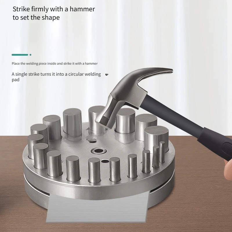 17-Hole Round Punch Set, Jewelry Tool Round Hole Punch Die with 17 Sizes (Diameter 4-20mm), Iron Punch Tool