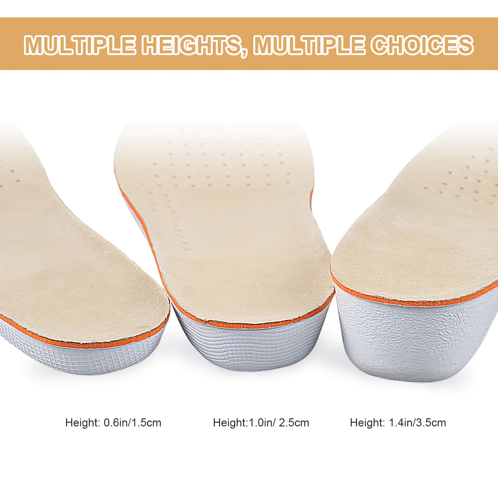 

1 Pair Breathable Shoe Lifts 3.5Cm Height Increase Insoles Anti-Slip Comfortable Taller Pads For Men Women L Size Foot Care Tool