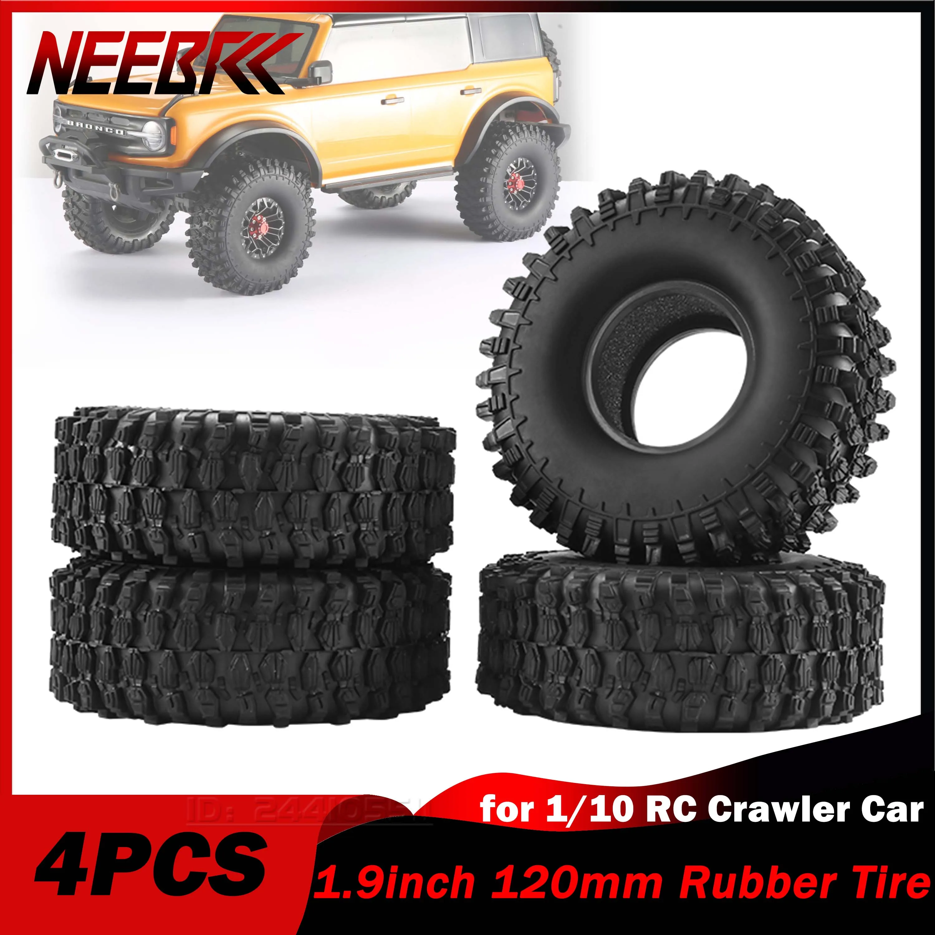 

4PCS RC Crawler Rubber Tire 1.9inch 120mm Tyre Wheel for 1/10 Climbing Car Rocks Traxxas Redcat SCX10 AXIAL RC4WD TF2 Model Toy