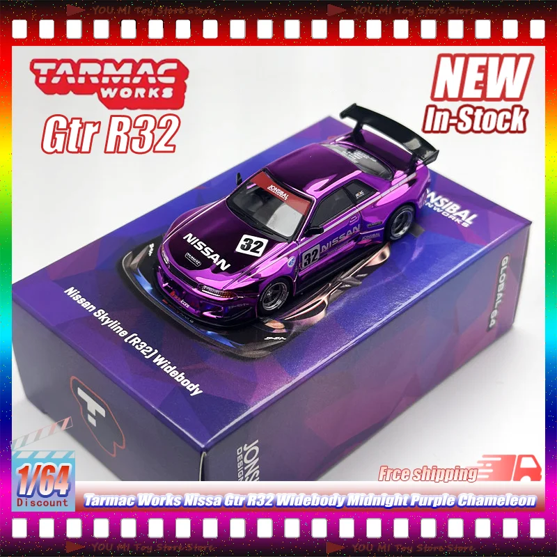 

1:64 New Tarmac Works Nisson Gtr R32 Widebody Midnight Purple Chameleon Alloy Diecast Collectible Car Model For Adult Collectors
