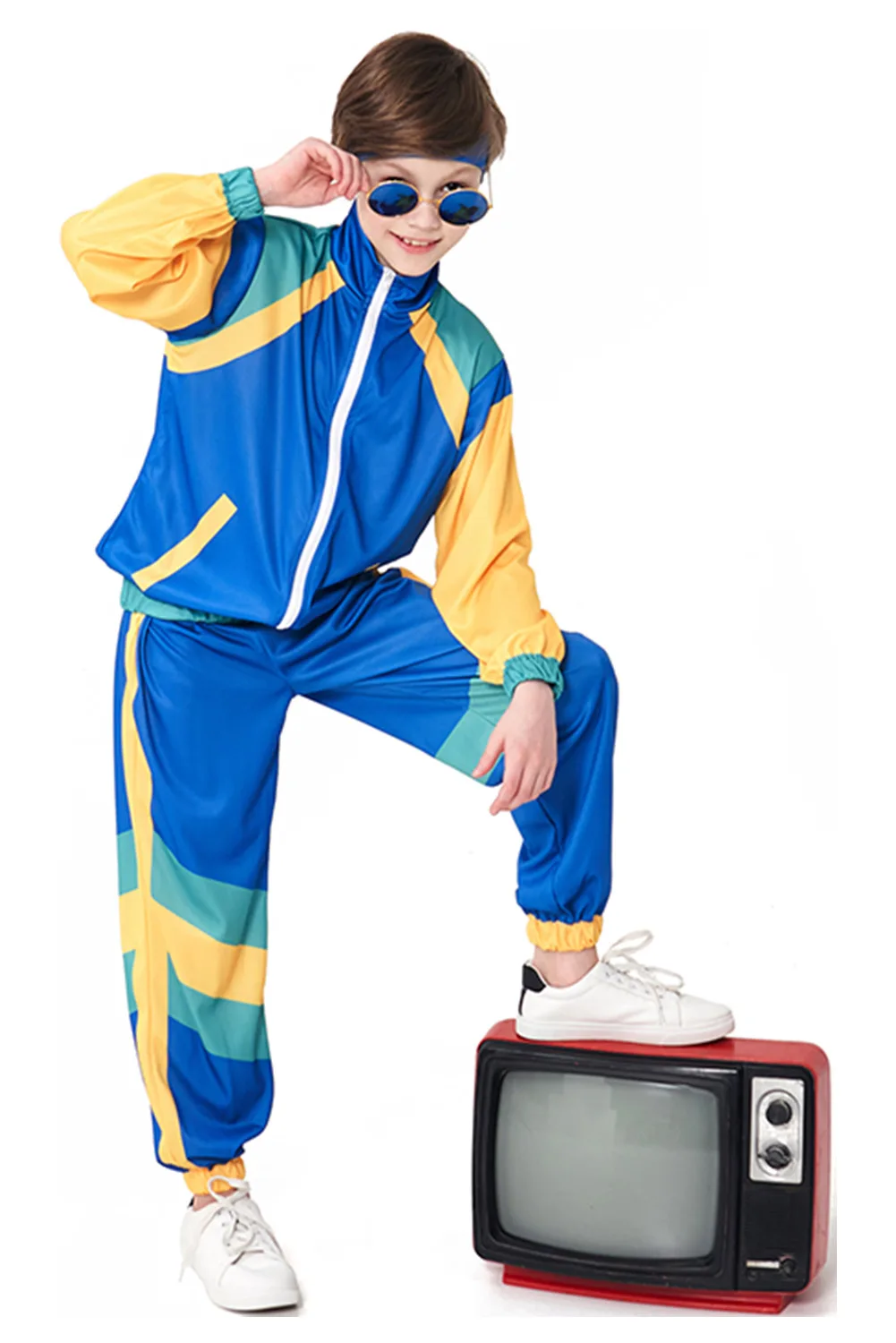 Kinderen Retro Vintage Hiphop Disco Dance Cosplay Kostuum Outfits Paars Blauw Roze Podium Kleding Halloween Carnaval Pak