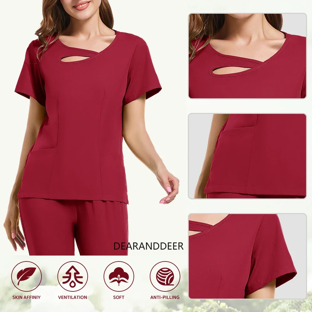 Doctors and nurses uniform matte shirt and pants medical casual suit for men and women pharmacy dental clinic work uniform