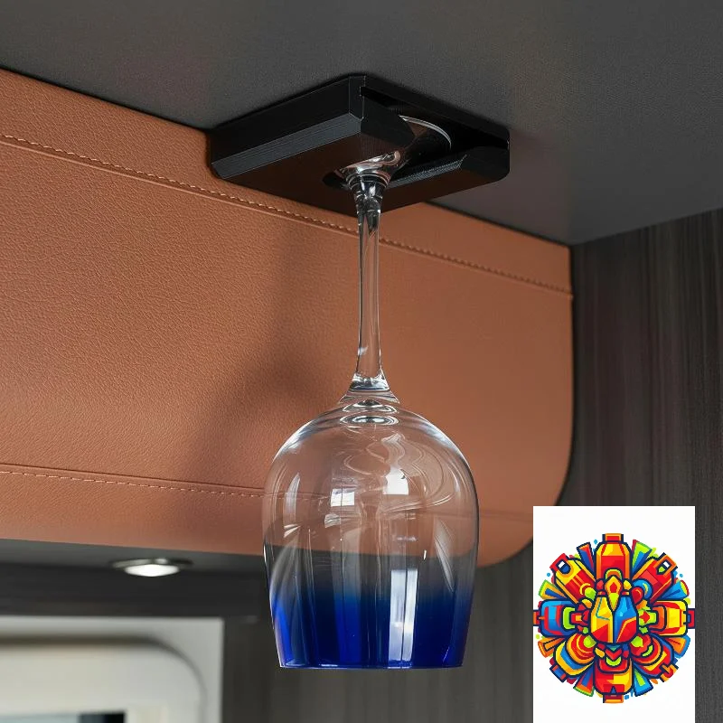 RV Hanging Stemware Rack Punch-Free 1Pc Wine Glass Holder Suspension Design for Car Camper Van Outdoor Road Trip