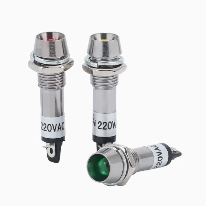 20 Pcs XD8-1 8MM power signal lamp metal indicator LED working lamp ACDC 6V12V24V110V220V380V red green yellow small copper lamp