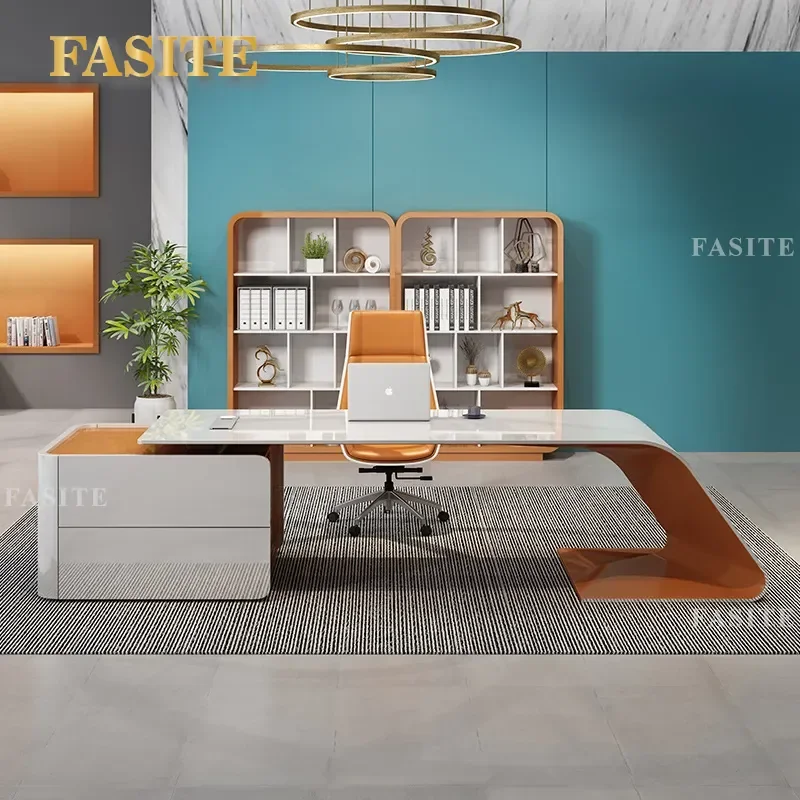 For Modern Simple Multifunctional Executive Desk with Wire Management Box for President Manager Supervisor