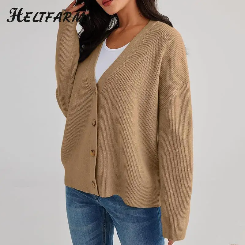 

Women's Cardigan Sweaters 2023 Fall Oversized Open Front Button V Neck Lightweight Cardigans Knit Outerwear