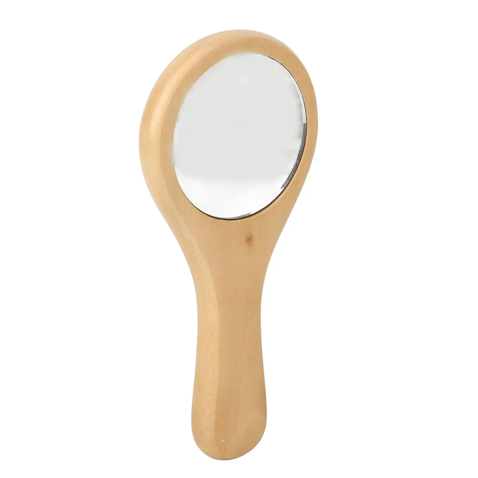 Houten Handvat Make-Up Spiegel | Ergonomisch Ontwerp | Comfortabele Grip | Heldere Reflectie | Handheld Cosmetische Spiegel Voor Thuisgebruik