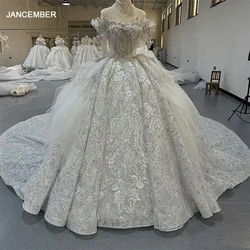 Jancember Sprankelende Kanten Trouwjurk Baljurk Lijfje Vestido De Noiva Korte Mouw Appliques Bruidsjurken 2024 Lente Mn251