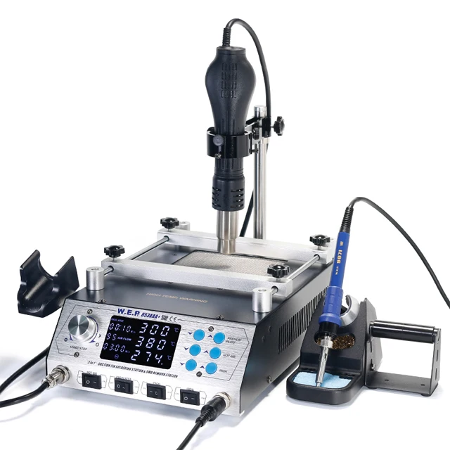

WEP 853AAA+ 3 in 1 Digital SMD Soldering Desoldering Hot air Gun Preheat BGA Rework Station