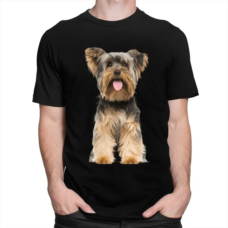 Custom Yorkshire Terrier T Shirts Men Pure Cotton Tees Yorkie Dog Tshirts T-shirt Clothing