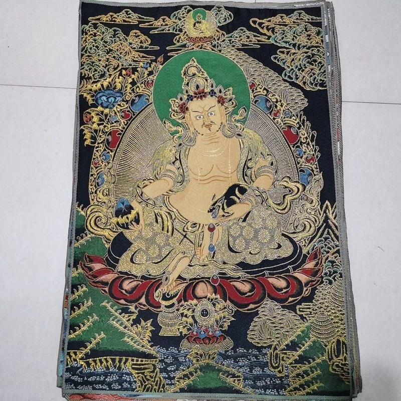 Tibet Tibetan Cloth Silk Furious god of wealth Thangka Tangka Embroidery Painting Embroidery Hanging Pictures