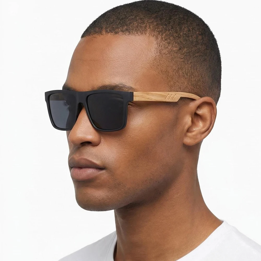 Vintage Holzmaserung Sonnenbrille für Männer und Frauen Klassische Leichte Eckige Sonnenbrillen Modische Tägliche Dekorative Brillen UV400-Schutz – Detail 1