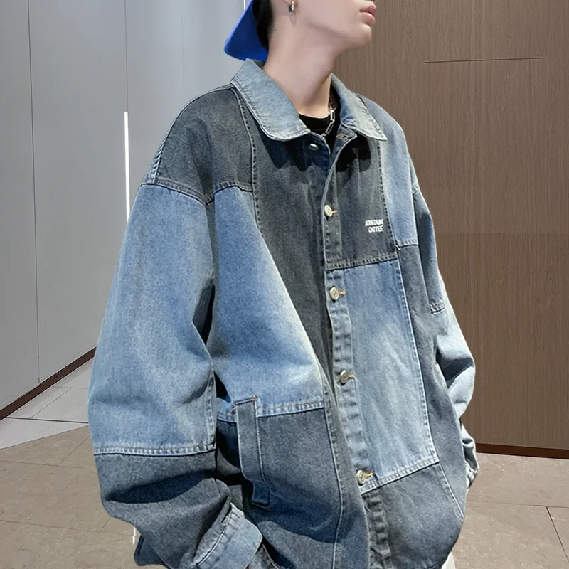 

Осень-зима, большие размеры 300, гонконгские мужские джинсы в стиле ретро в стиле пэчворк, модный уличный дизайн, уникальный джинт